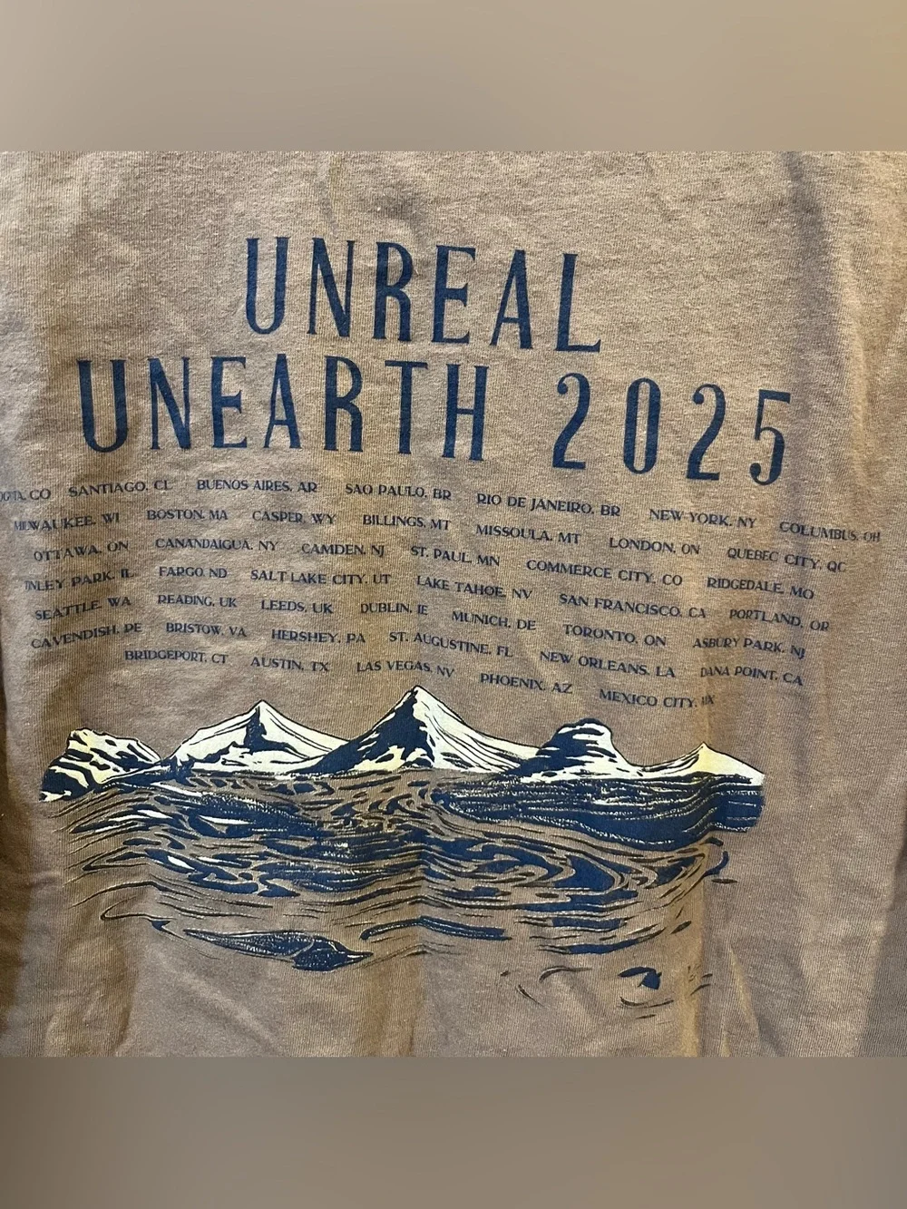 Hozier Unreal Unearth 2025 Tour Brown Cotton Short Sleeve Crewneck Tee